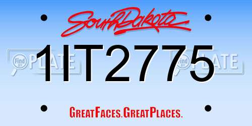1IT2775 South Dakota License Plate