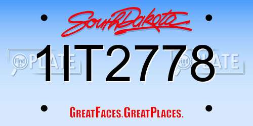 1IT2778 South Dakota License Plate