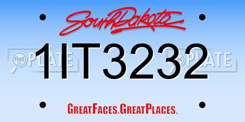 1IT3232 South Dakota License Plate