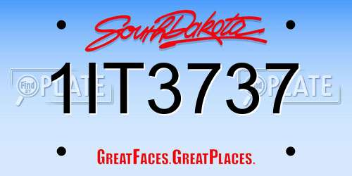1IT3737 South Dakota License Plate