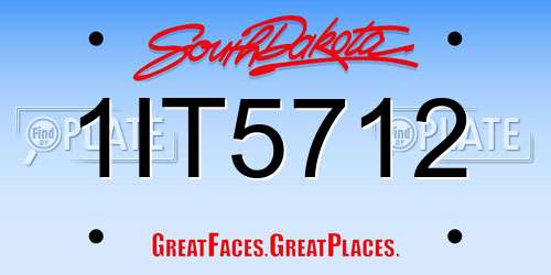 1IT5712 South Dakota License Plate