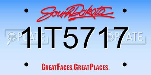 1IT5717 South Dakota License Plate