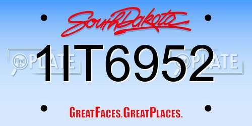 1IT6952 South Dakota License Plate