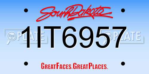 1IT6957 South Dakota License Plate