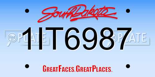 1IT6987 South Dakota License Plate