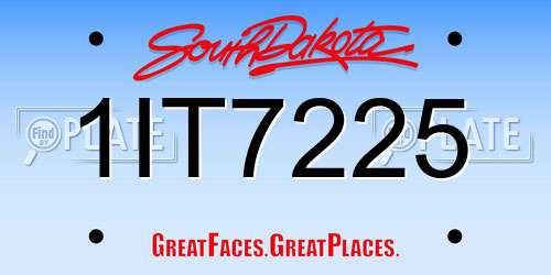 1IT7225 South Dakota License Plate