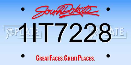 1IT7228 South Dakota License Plate