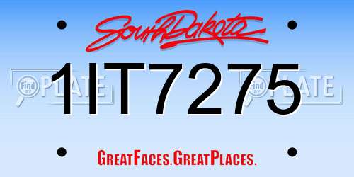 1IT7275 South Dakota License Plate
