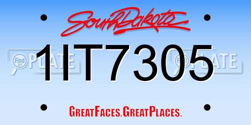 1IT7305 South Dakota License Plate