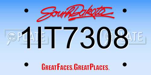 1IT7308 South Dakota License Plate