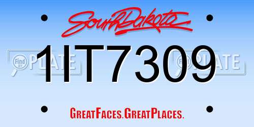 1IT7309 South Dakota License Plate