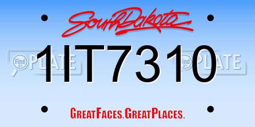 1IT7310 South Dakota License Plate