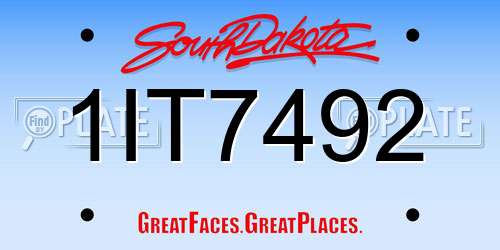1IT7492 South Dakota License Plate
