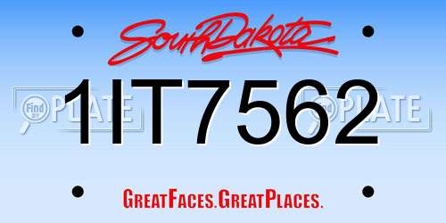 1IT7562 South Dakota License Plate