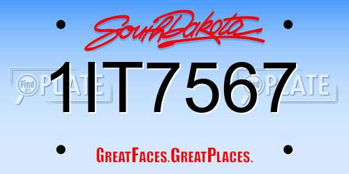 1IT7567 South Dakota License Plate