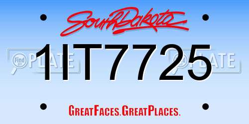 1IT7725 South Dakota License Plate