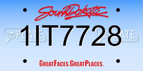 1IT7728 South Dakota License Plate