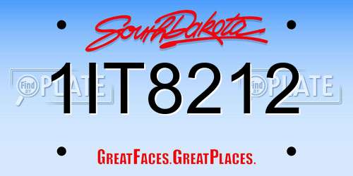 1IT8212 South Dakota License Plate