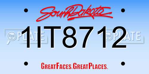1IT8712 South Dakota License Plate