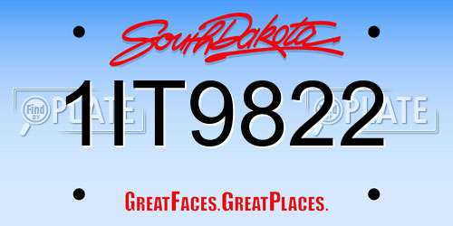 1IT9822 South Dakota License Plate