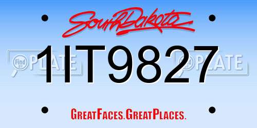 1IT9827 South Dakota License Plate