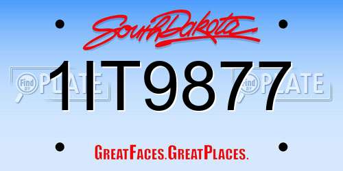 1IT9877 South Dakota License Plate