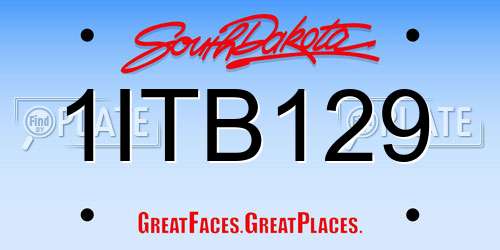 1ITB129 South Dakota License Plate