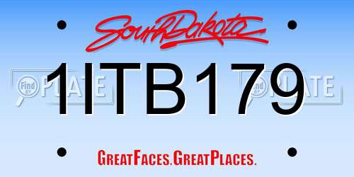 1ITB179 South Dakota License Plate