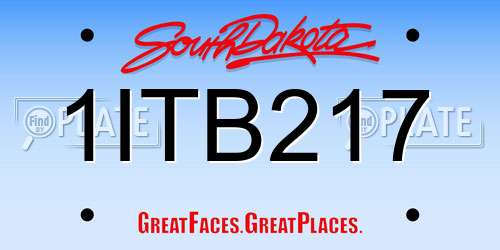 1ITB217 South Dakota License Plate