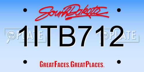 1ITB712 South Dakota License Plate