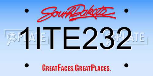 1ITE232 South Dakota License Plate