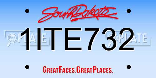 1ITE732 South Dakota License Plate