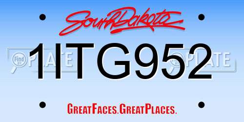 1ITG952 South Dakota License Plate
