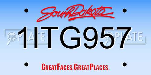 1ITG957 South Dakota License Plate