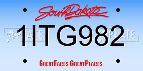 1ITG982 South Dakota License Plate