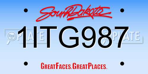 1ITG987 South Dakota License Plate