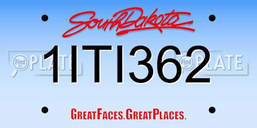 1ITI362 South Dakota License Plate