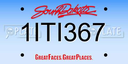 1ITI367 South Dakota License Plate
