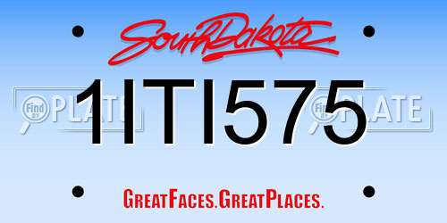 1ITI575 South Dakota License Plate