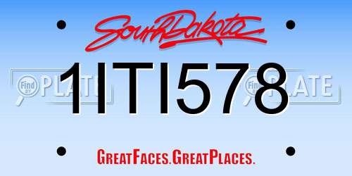 1ITI578 South Dakota License Plate