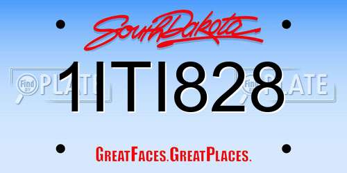 1ITI828 South Dakota License Plate