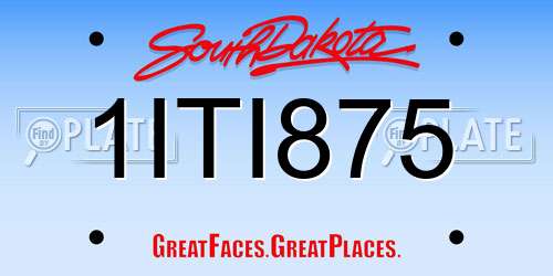 1ITI875 South Dakota License Plate