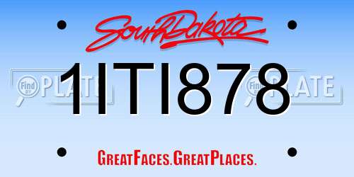1ITI878 South Dakota License Plate