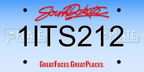 1ITS212 South Dakota License Plate