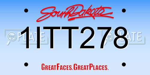 1ITT278 South Dakota License Plate
