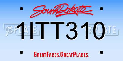 1ITT310 South Dakota License Plate