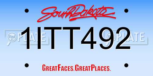 1ITT492 South Dakota License Plate