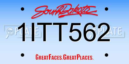 1ITT562 South Dakota License Plate