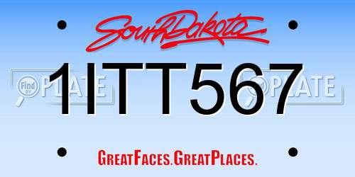 1ITT567 South Dakota License Plate
