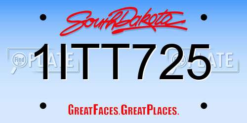 1ITT725 South Dakota License Plate